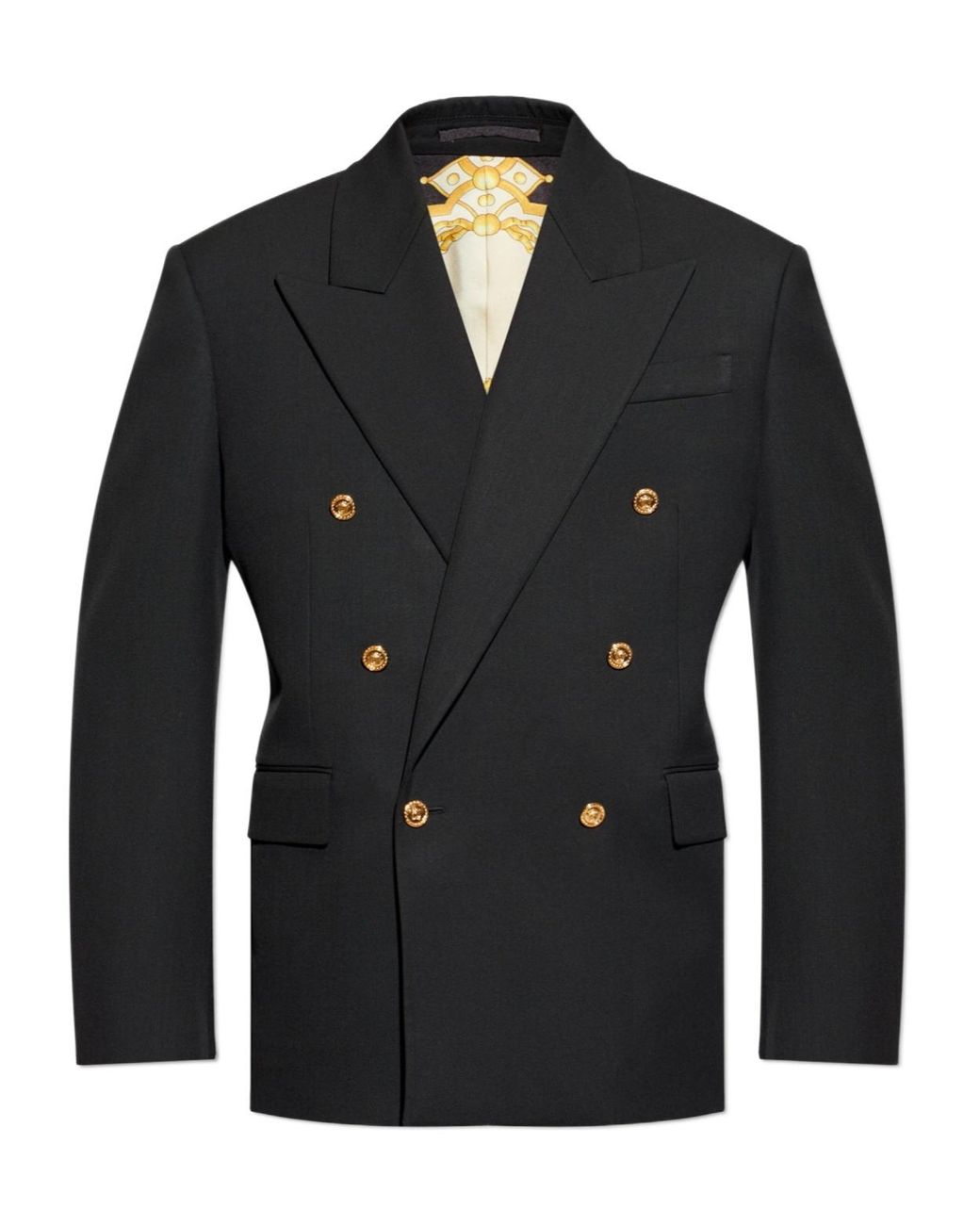 Versace Black Double-Breasted Tailored Blazer for men