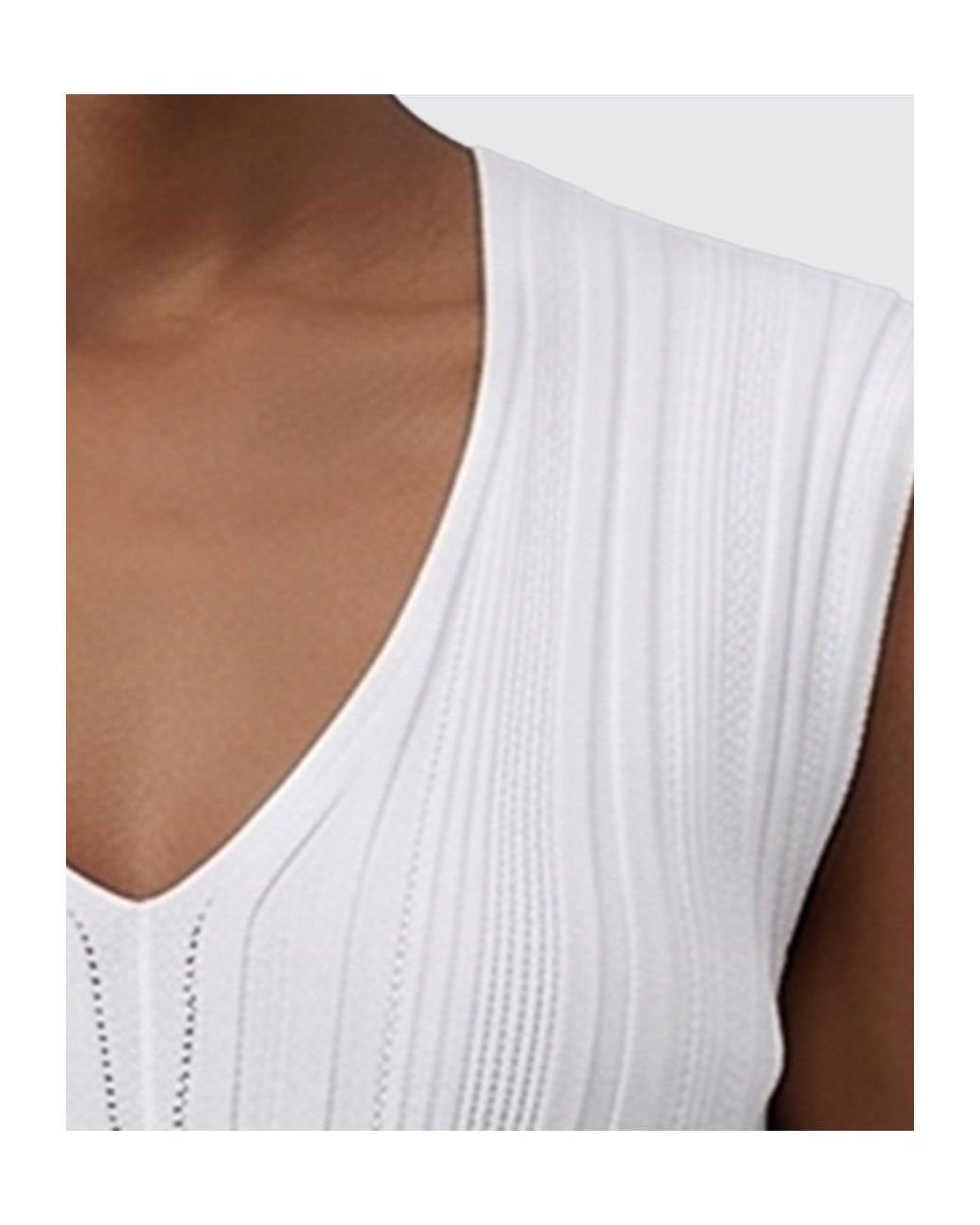 Closed White Ribbed-Knit V-Neck Sweater