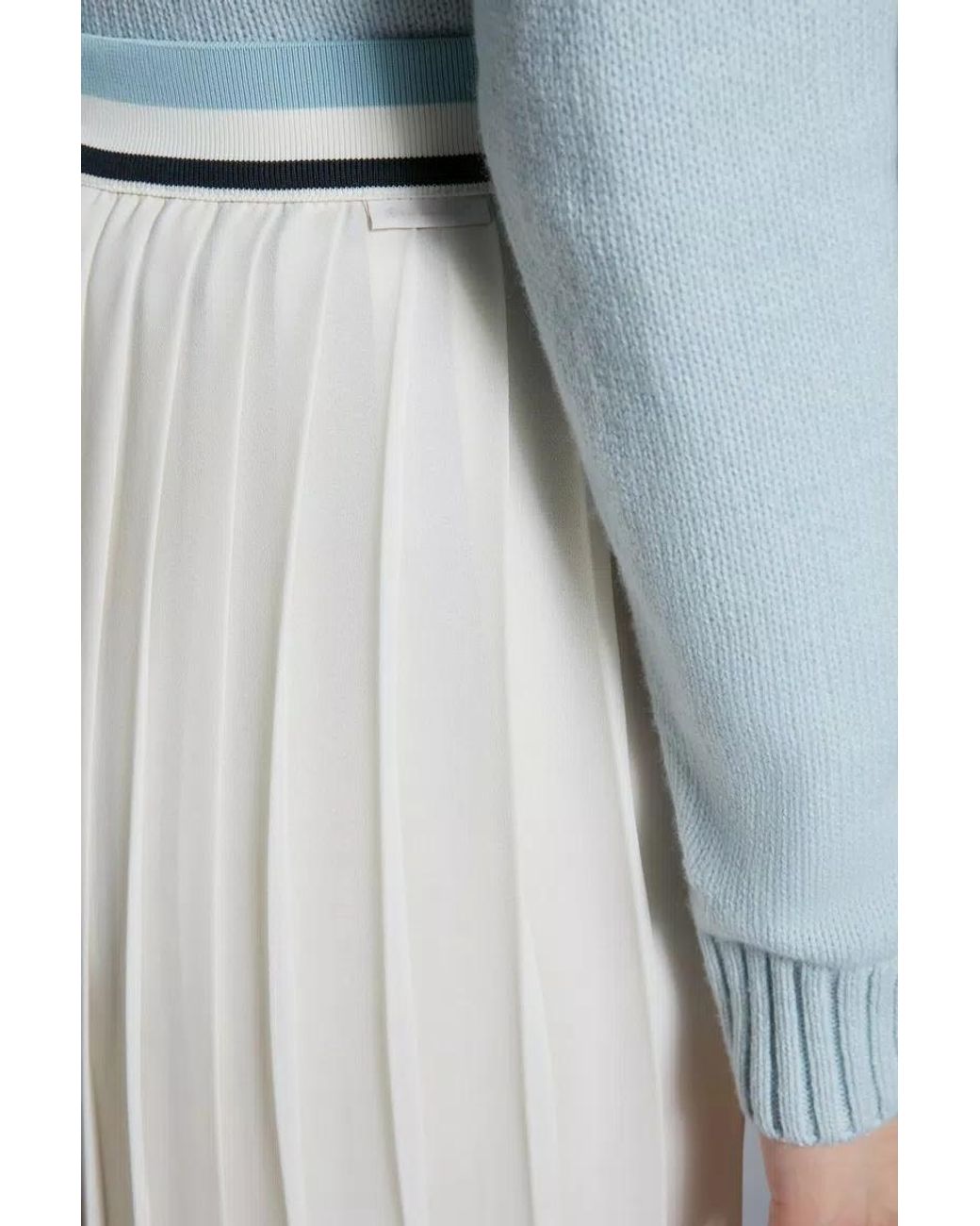 Moncler White Pleated Straight Hem Midi Skirt