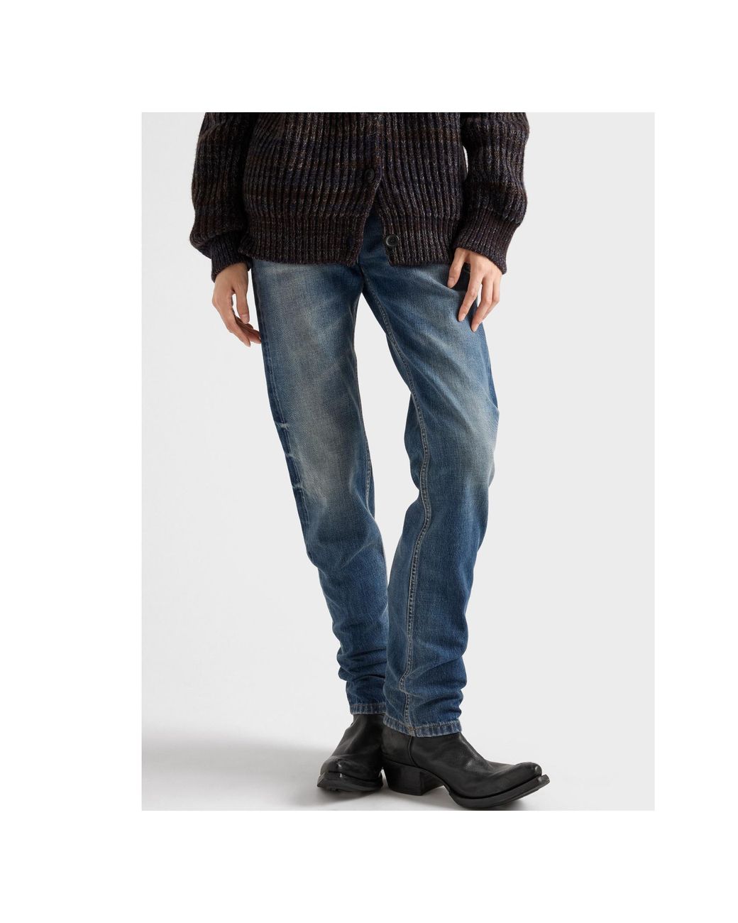 Prada Blue Low-Rise Tapered-Leg Jeans
