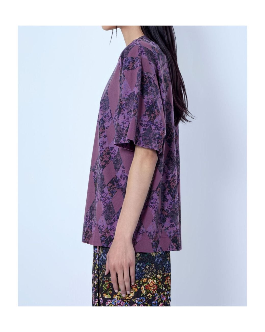 Dries Van Noten Purple Argyle Print T-Shirt