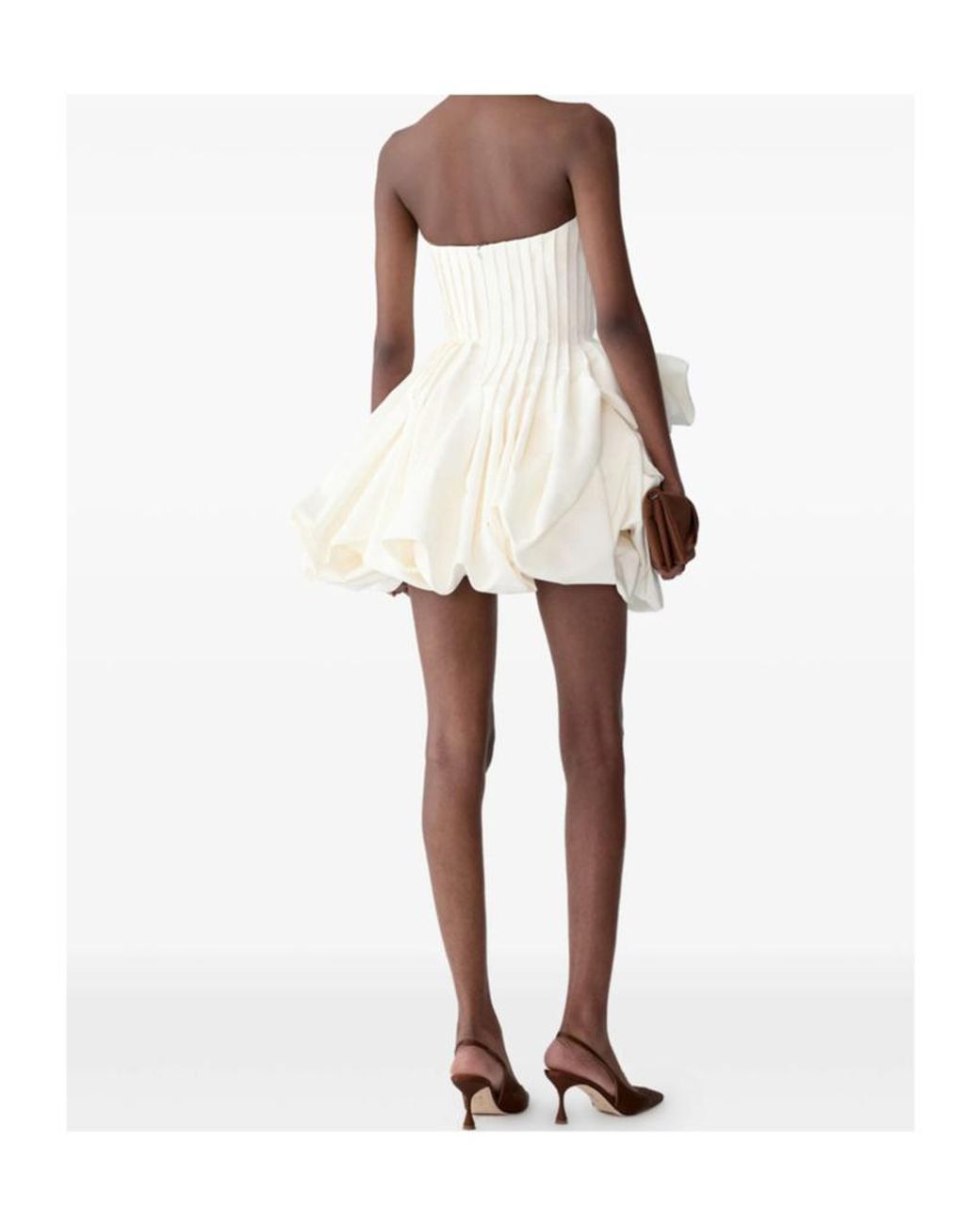 Carolina Herrera Natural Pleated Bubble Mini Dress