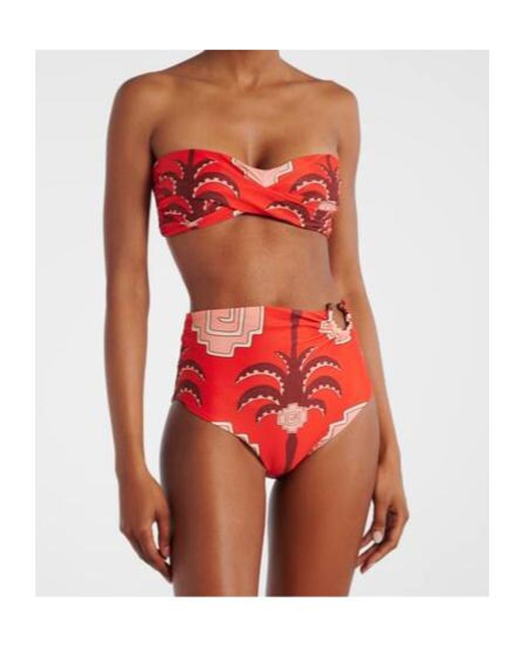 Johanna Ortiz Red Printed Bikini Top