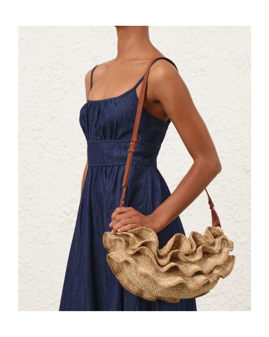 Zimmermann White Goldentime Ruffle Shoulder Bag