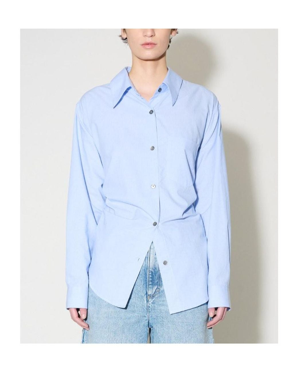 Our Legacy Blue Contrast Striped Cotton Shirt for men