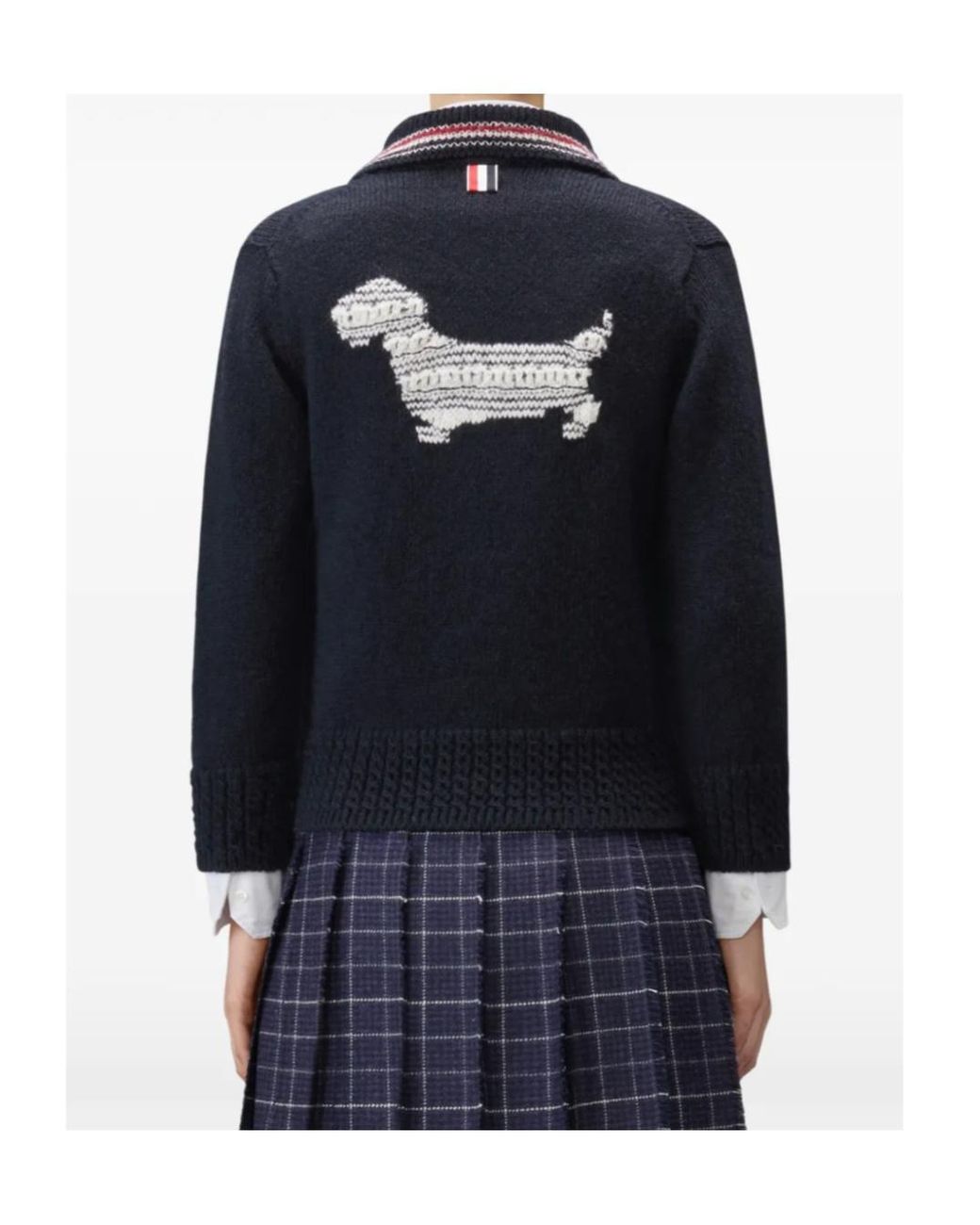 Thom Browne Blue Hector Pointelle-Knit Cardigan