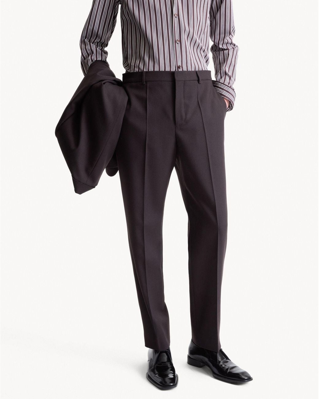 Saint Laurent Brown Slim-Fit Wool Trousers for men