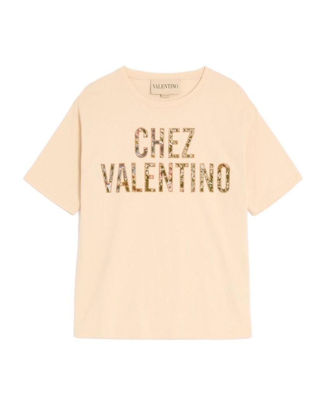 Valentino Natural Logo Embroidered Crewneck T-Shirt