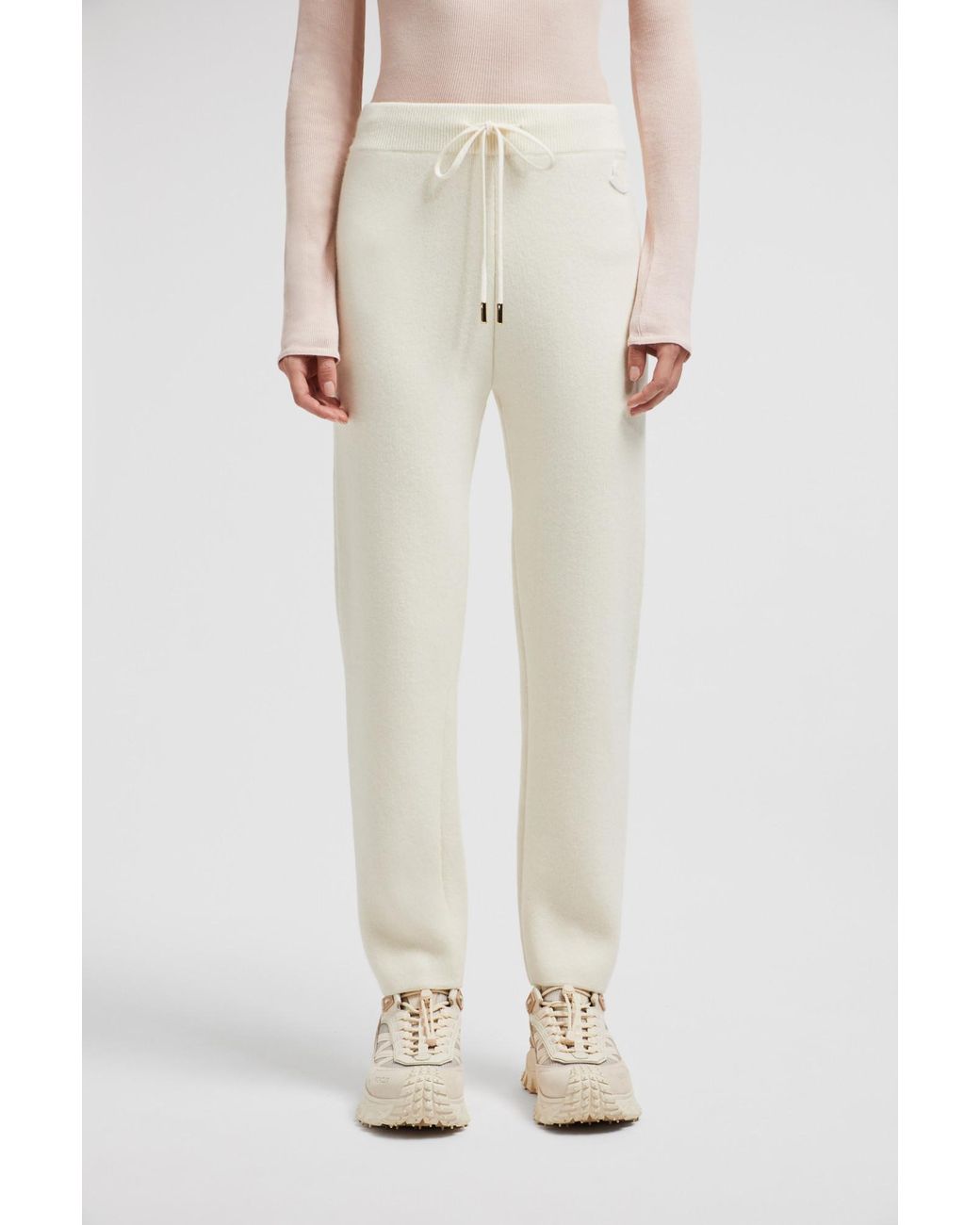 Moncler White Elastic Waist Jogging Pants