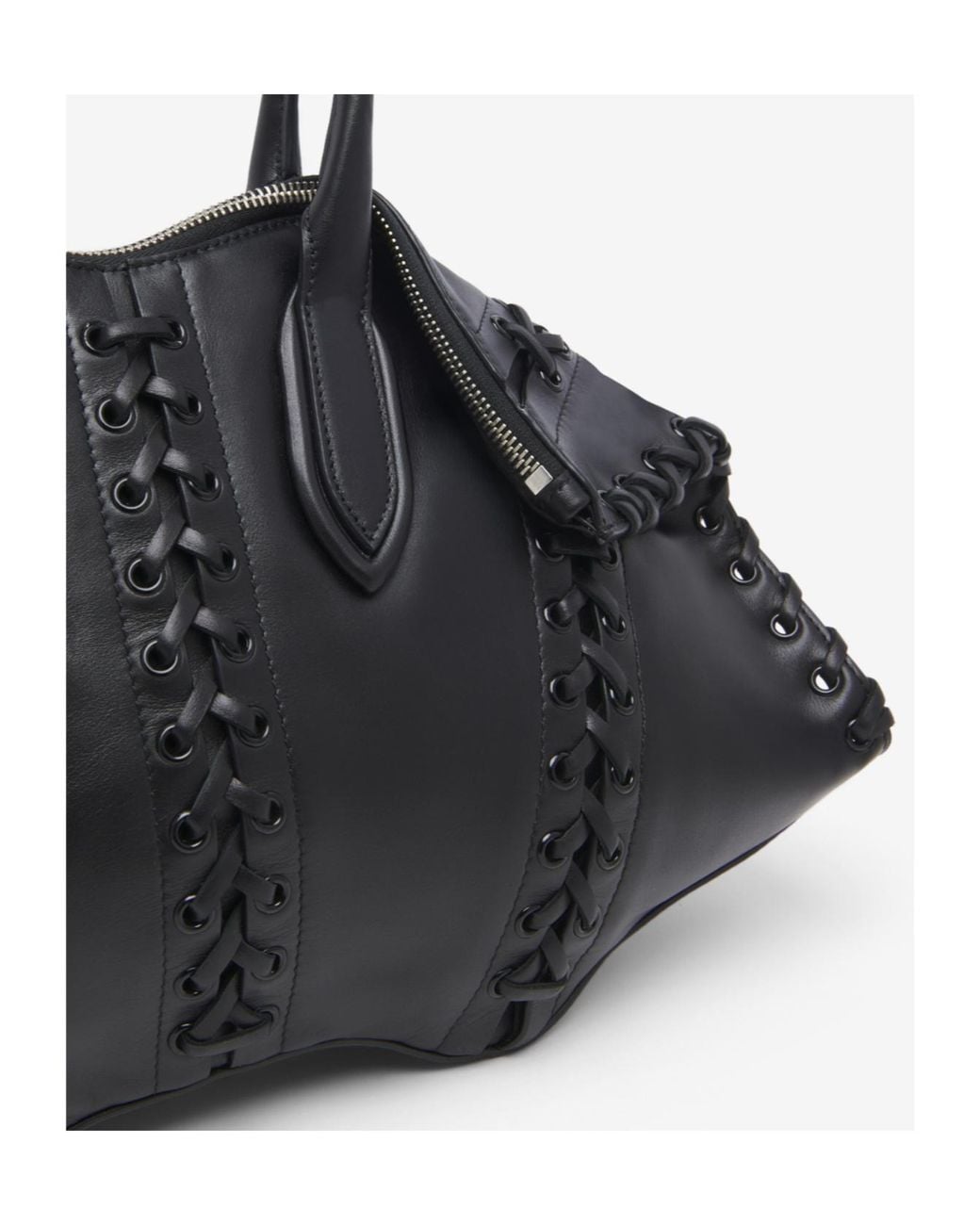 McQueen Black Manta Lace-Up Shoulder Bag