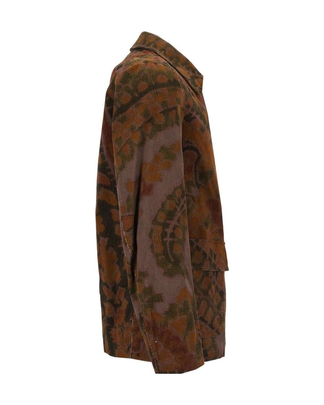 Dries Van Noten Brown Printed Overdyed Corduroy Jacket for men