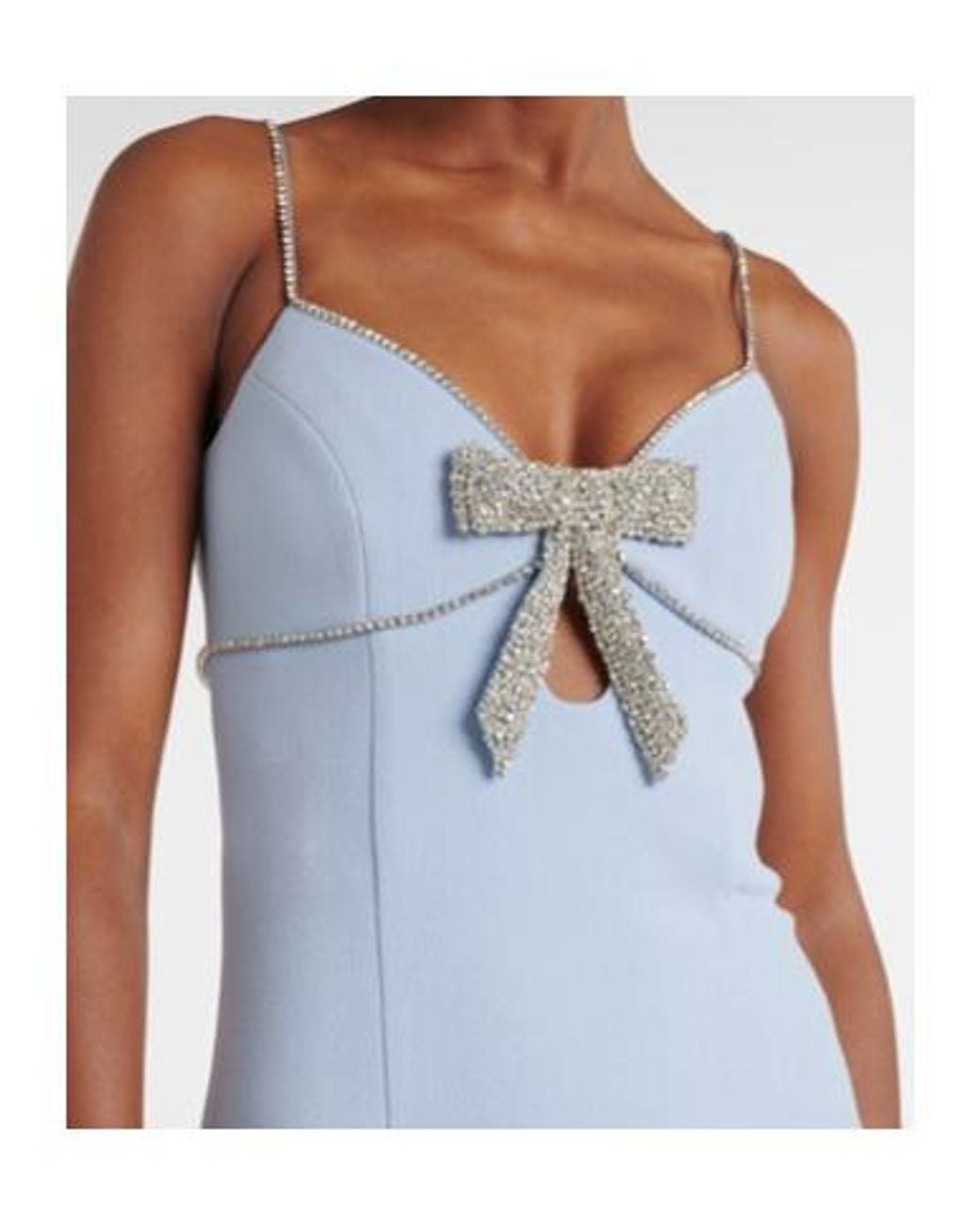 Rebecca Vallance Blue Bow-Detail Embellished Crêpe Gown