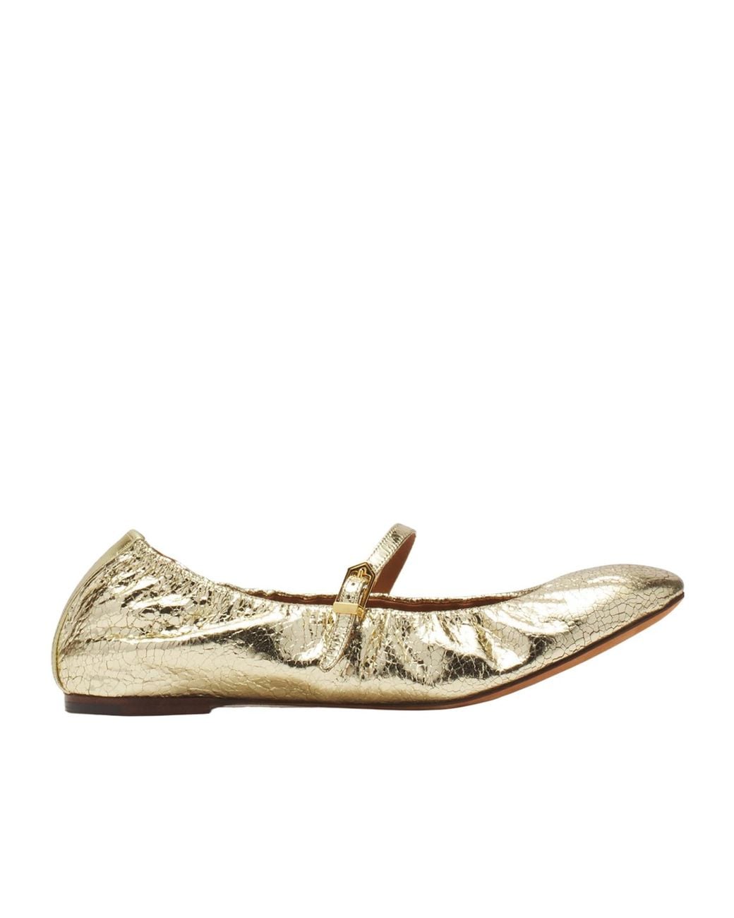 Lanvin Natural Logo-Tag Cracked Ballerinas
