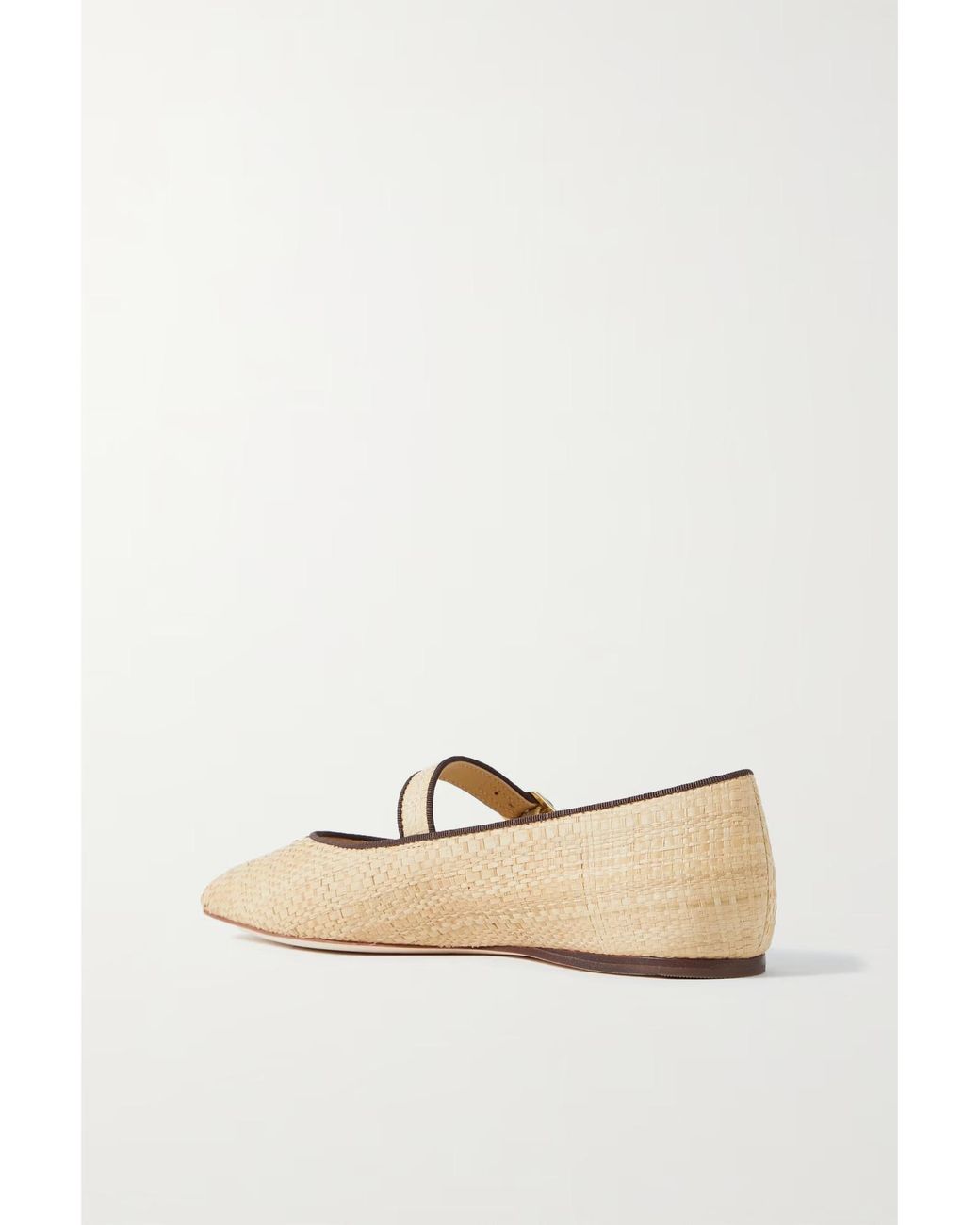 Loeffler Randall Natural Grosgrain-Trimmed Raffia Mary Jane Ballet Flats