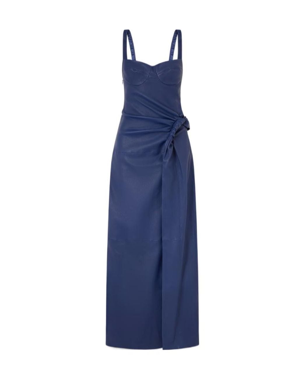 Jonathan Simkhai Blue Lyle Draped Leather Long Dress