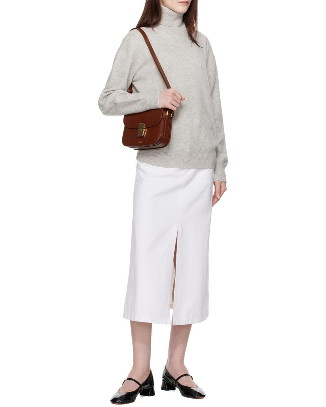 A.P.C. Brown Grace Logo Printed Small Shoulder Bag