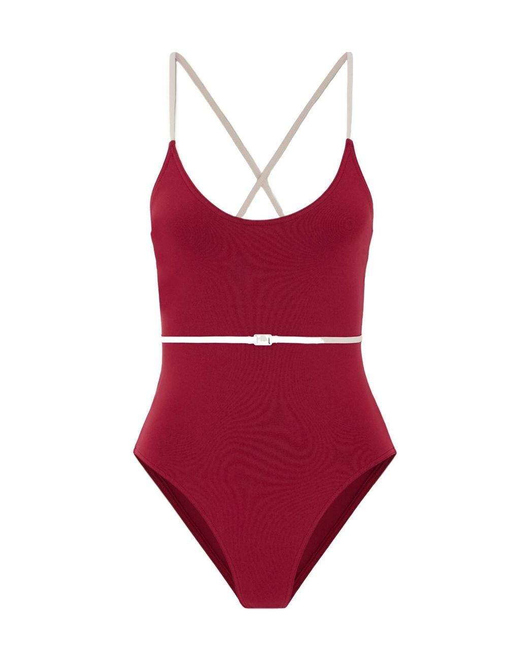 Eres Red Sharon Belted Two-Tone Swimsuit