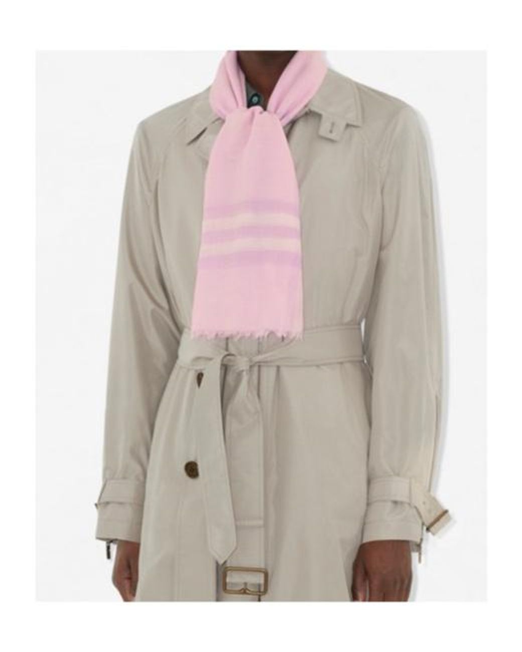 Burberry Pink Check Pattern Frayed-Edge Scarf