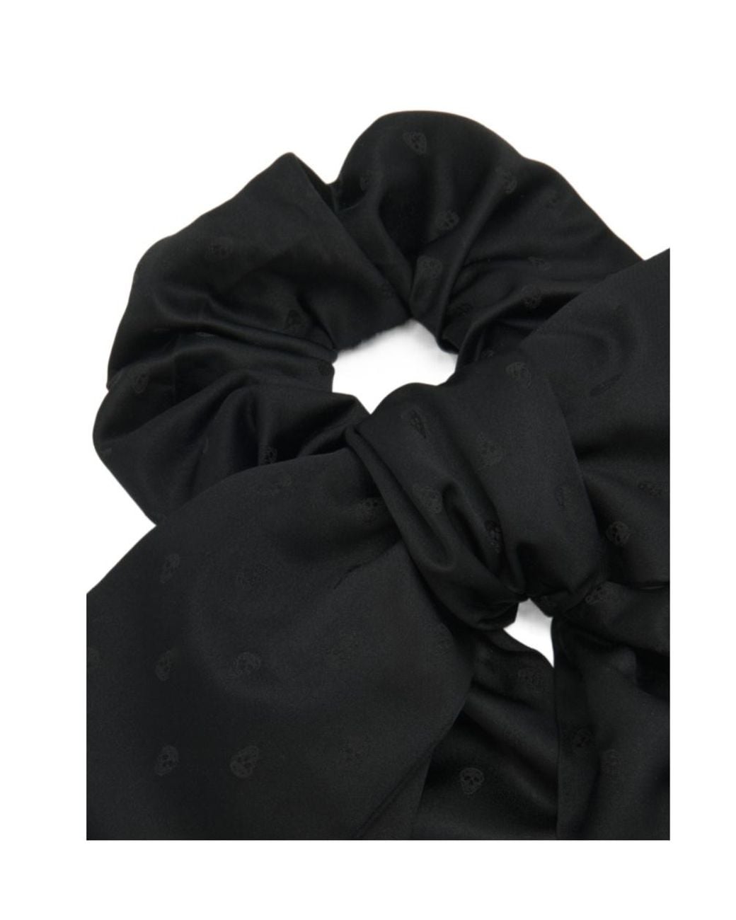 Alexander McQueen Black Skull Jacquard Bow Scrunchie