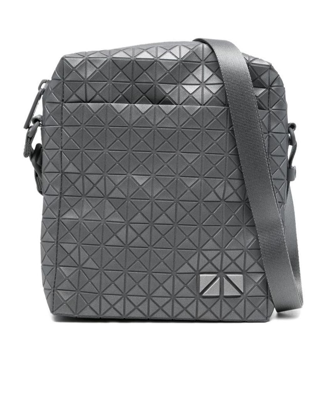 Issey Miyake Gray Geometric-Pattern Panelled Messenger Bag for men