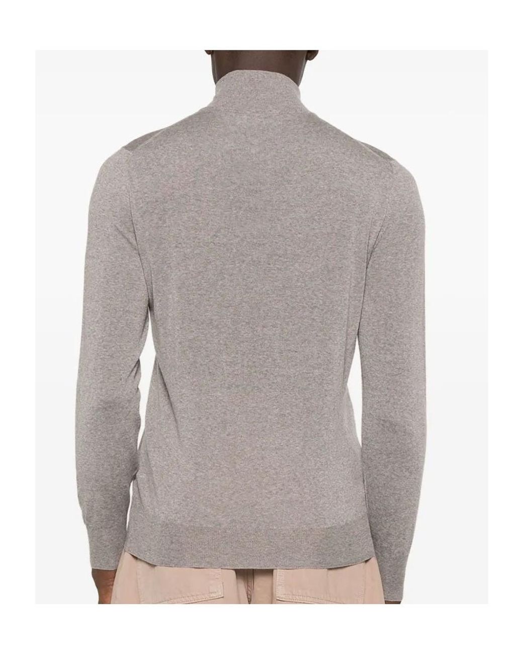 Canali Gray Zip-Up Sweater for men