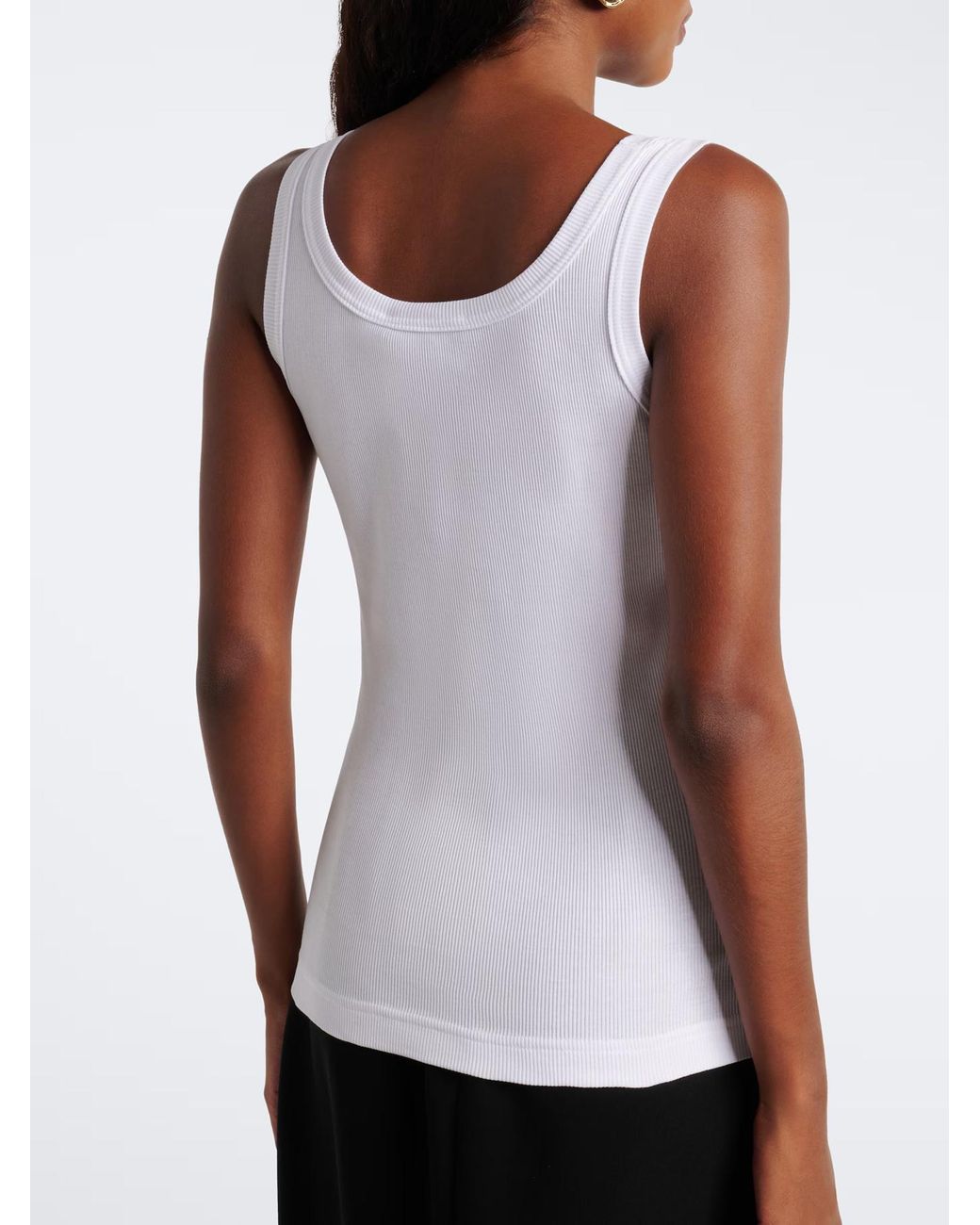 Dolce & Gabbana White Logo Patch Jersey Tank Top