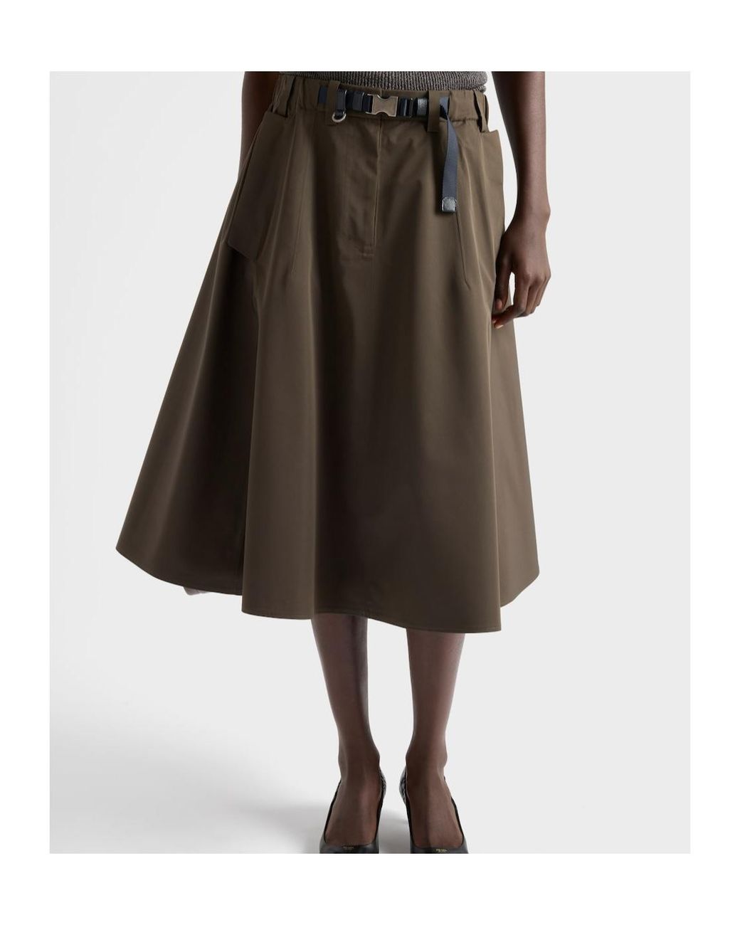 Prada Green Belted Midi Skirt