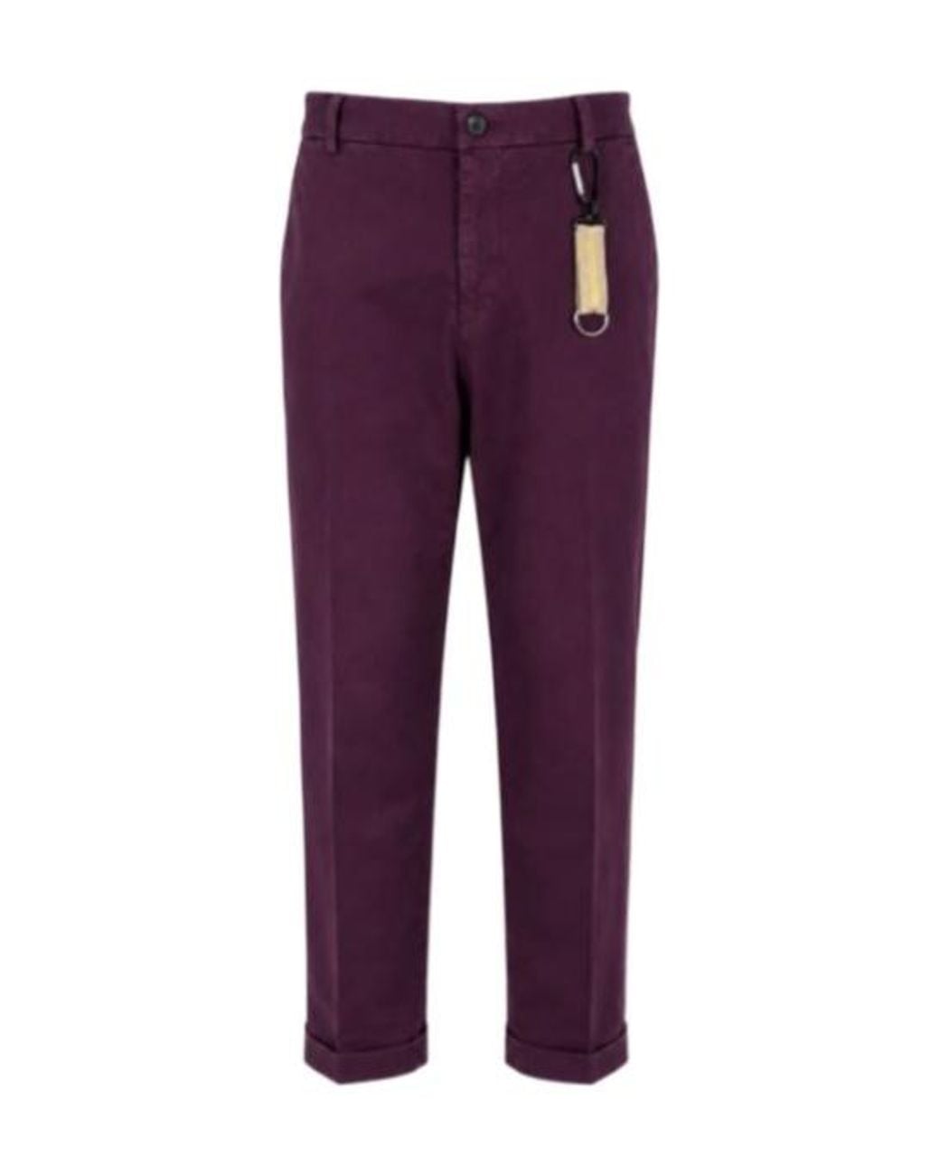 Manuel Ritz Purple Pressed-Crease Turn-Up Trousers for men