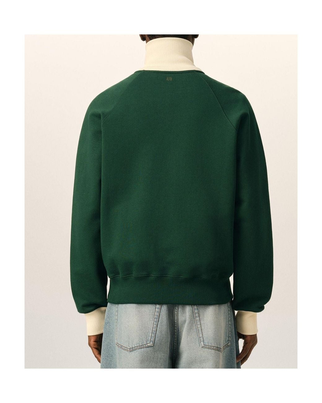 AMI Green Ami Ami De Coeur Zip-Up Sweatshirt for men