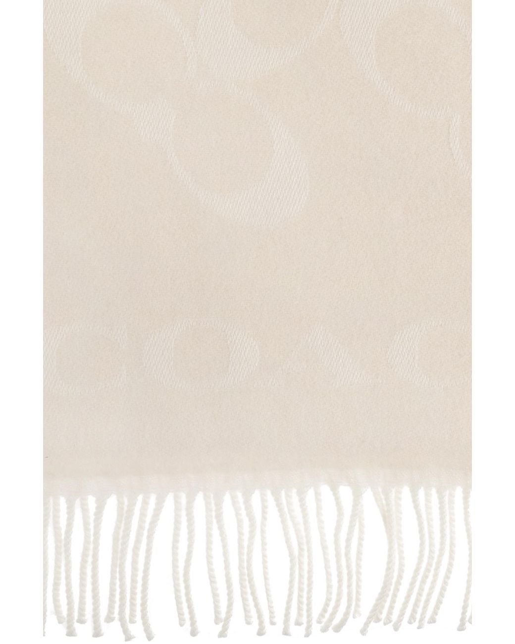COACH White Fringed Logo Scarf