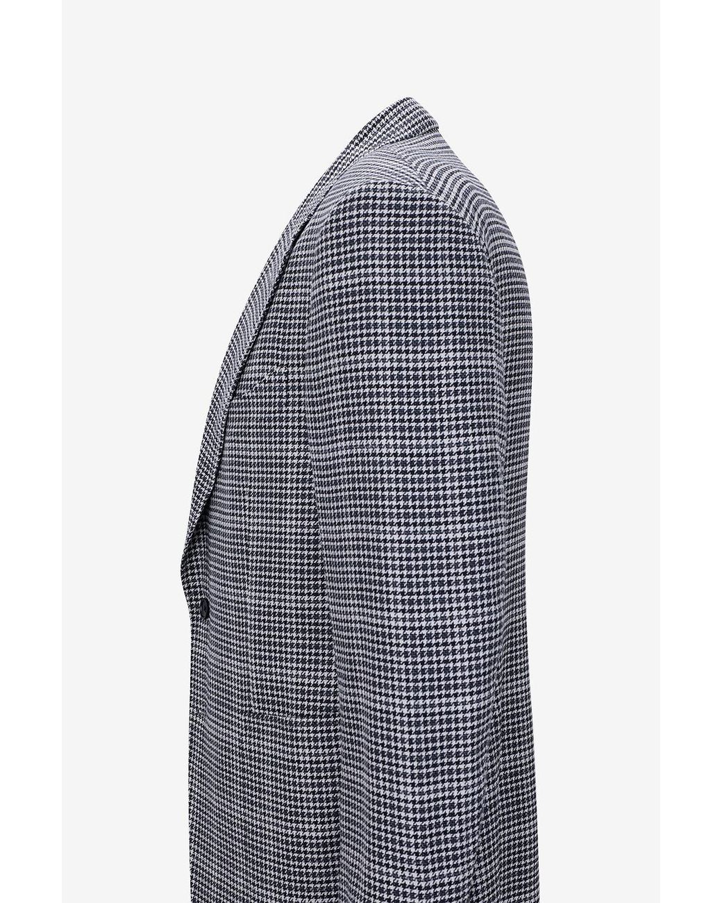 Tom Ford Gray Shelton Wool Silk And Linen Houndstooth Blazer for men
