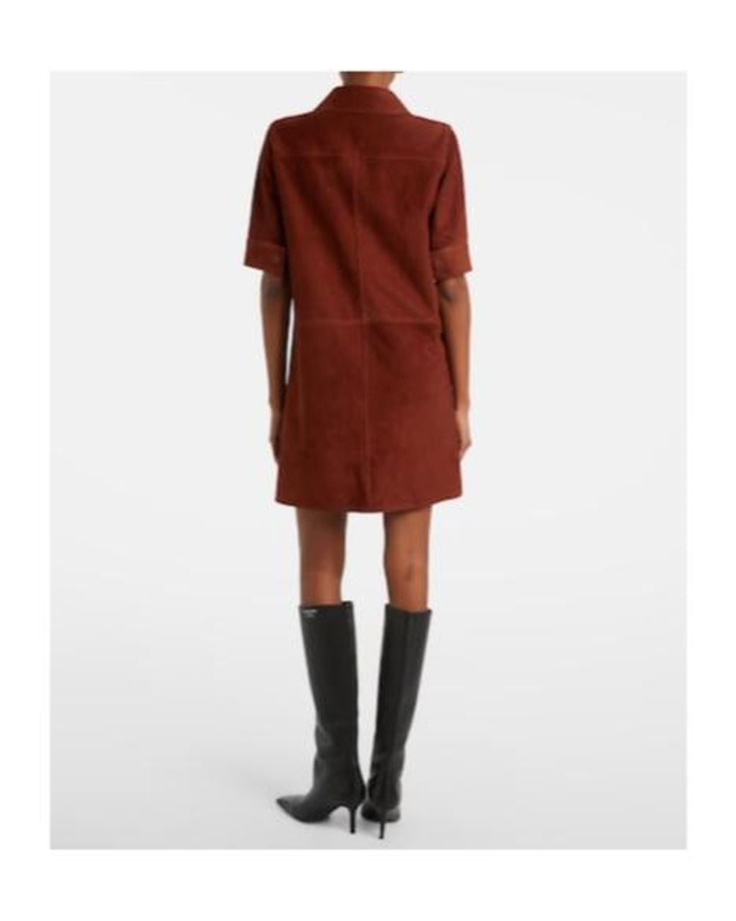 Yves Salomon Brown Suede Polo Dress