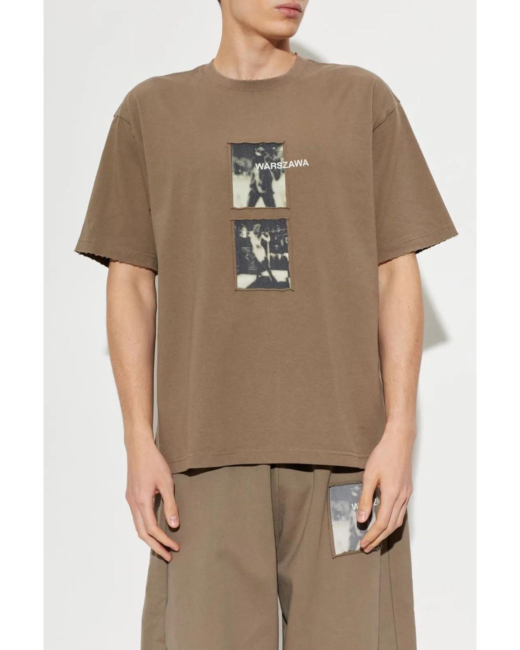 M I S B H V Natural Warszawa Patched T-Shirt for men