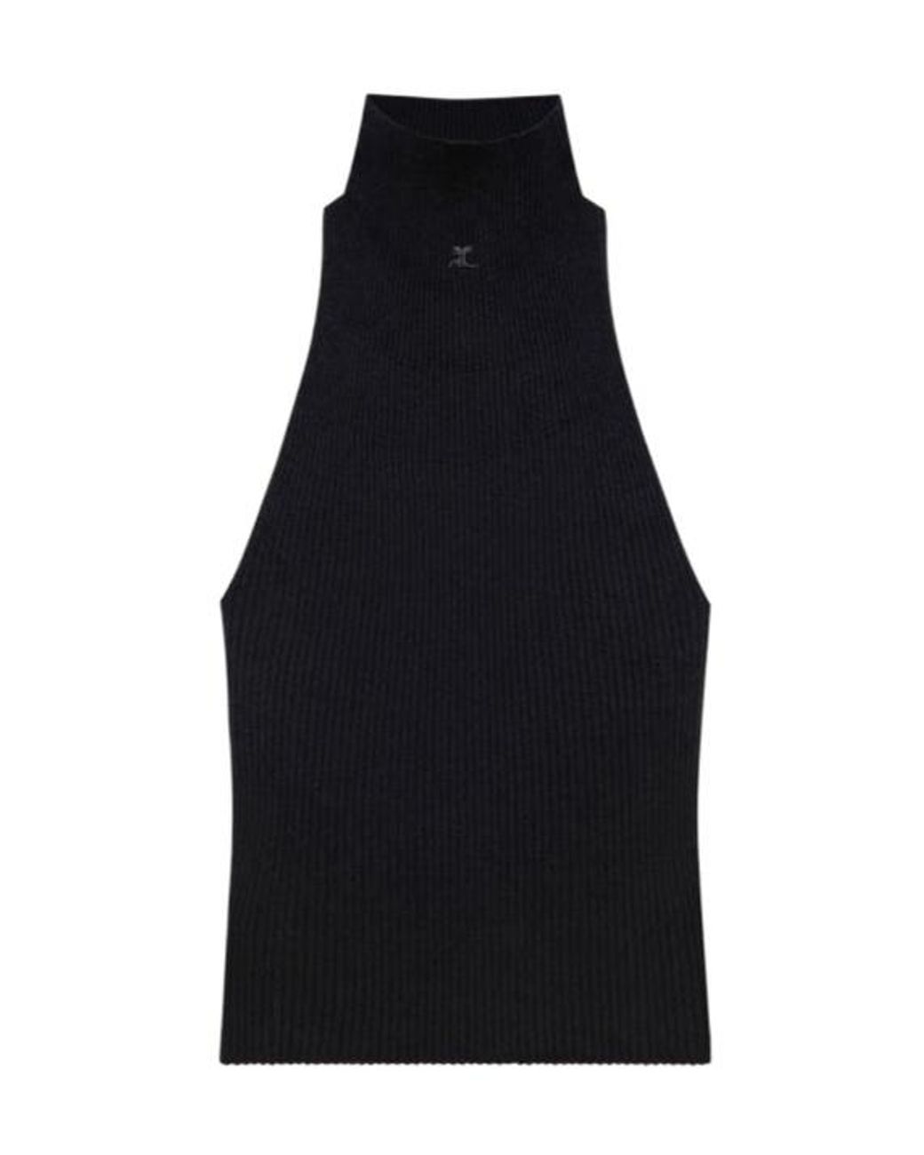 Courreges Black Courrèges Sleeveless Ribbed-Knit Tank Top