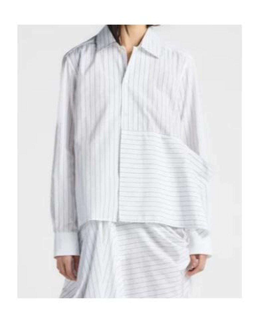 J.W. Anderson White Pinstripe-Print Asymmetric-Hem Shirt