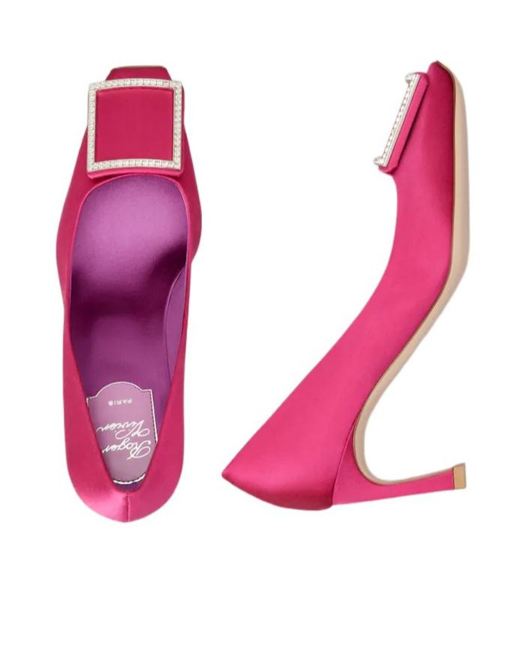Roger Vivier Pink Trompette Satin Pumps