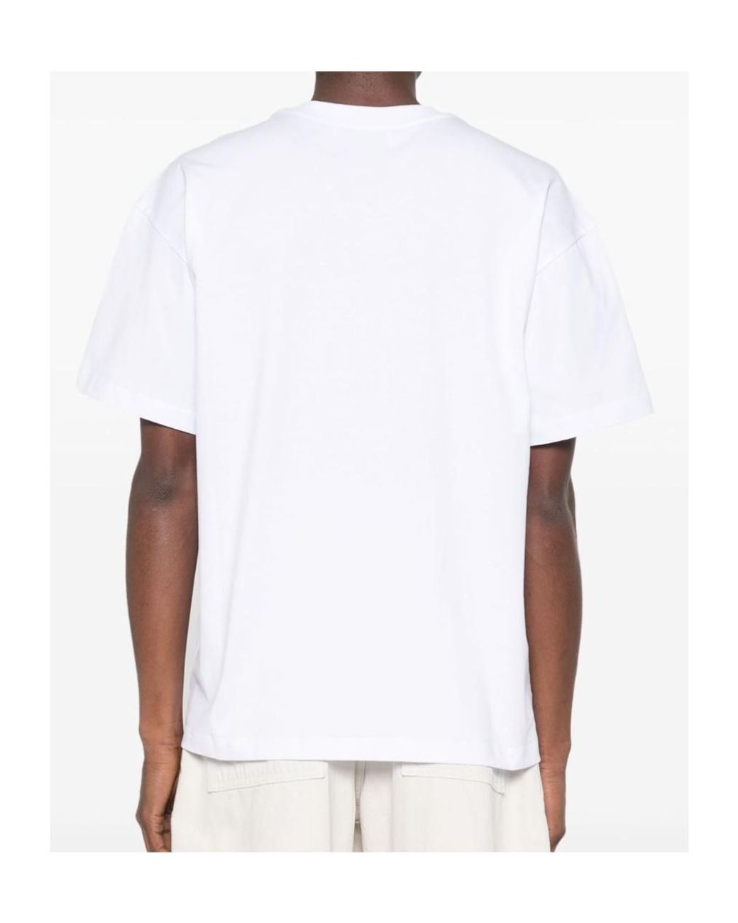 MSGM White Logo-Printed Crewneck T-Shirt for men