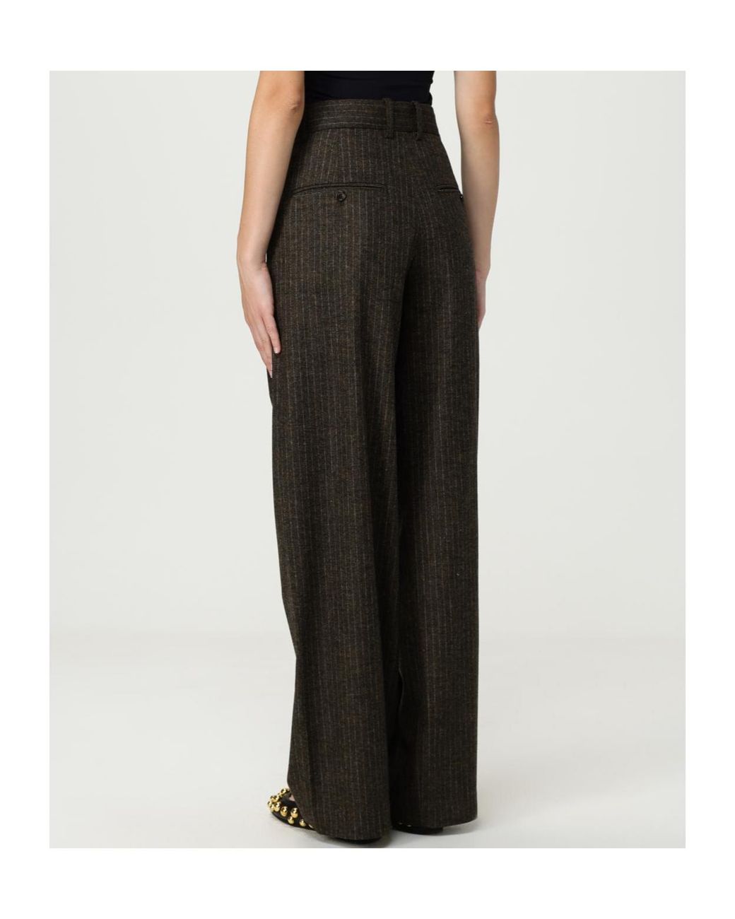 Isabel Marant Black Pinstriped Straight-Leg Trousers
