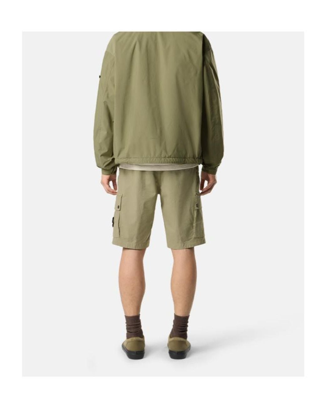 Stone Island Green Slim-Fit Cargo Bermuda Shorts With Zip Pockets for men