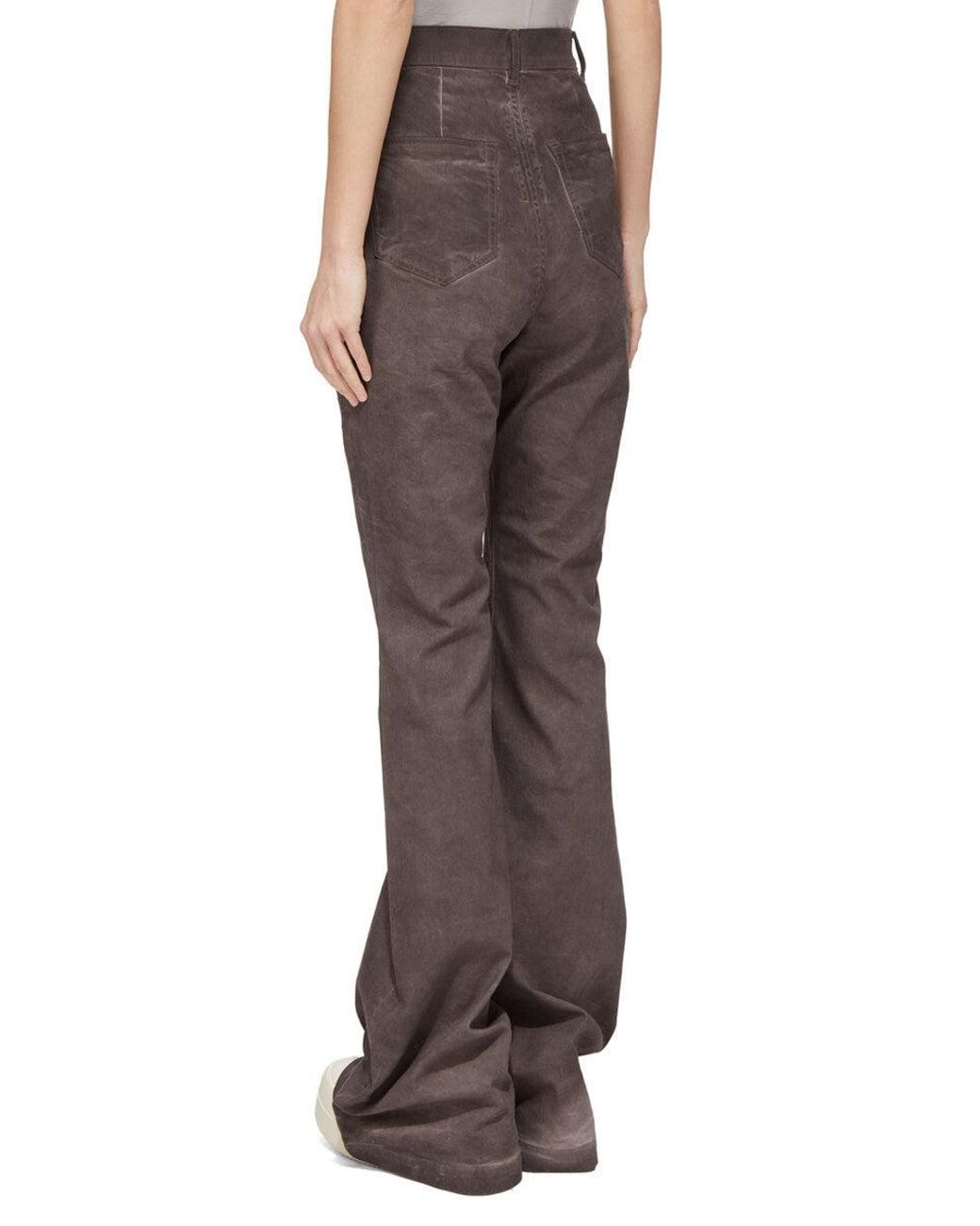 Rick Owens Brown High Waist Flared-Leg Jeans