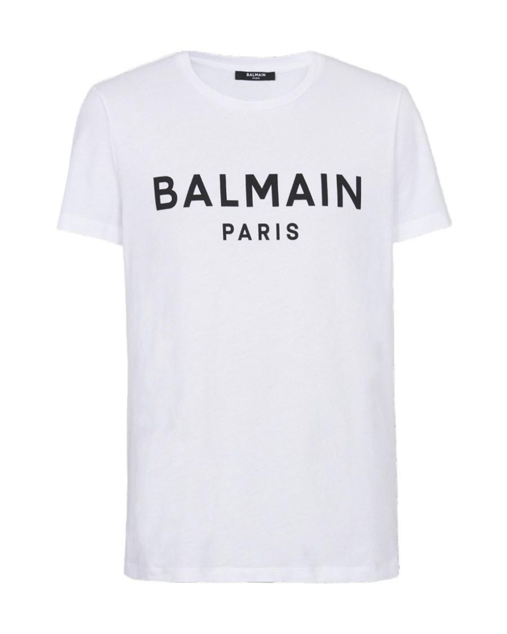 Balmain White Logo Printed Crewneck T-Shirt for men