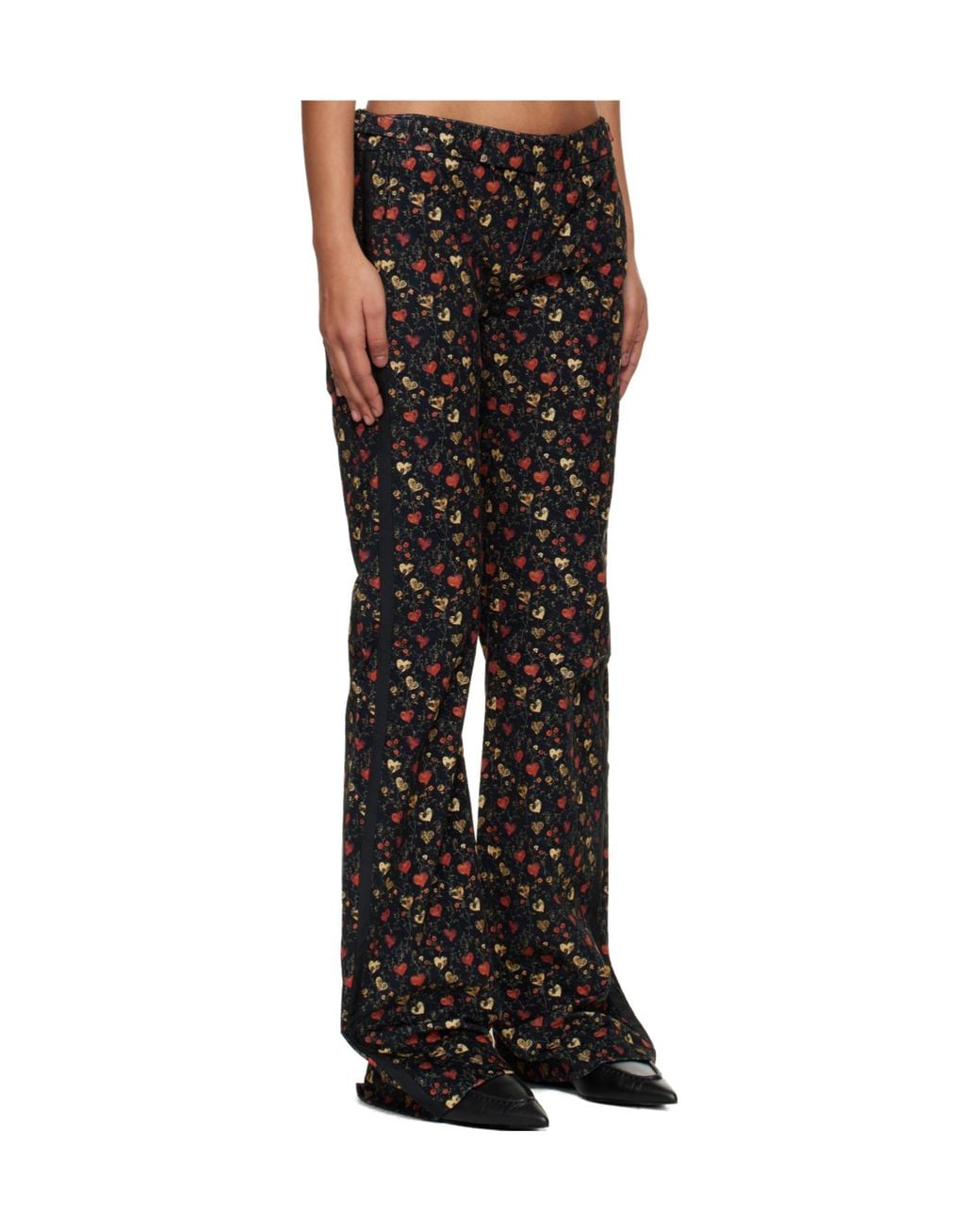 R13 Black Boy Flare Tuxedo Printed Denim Pants