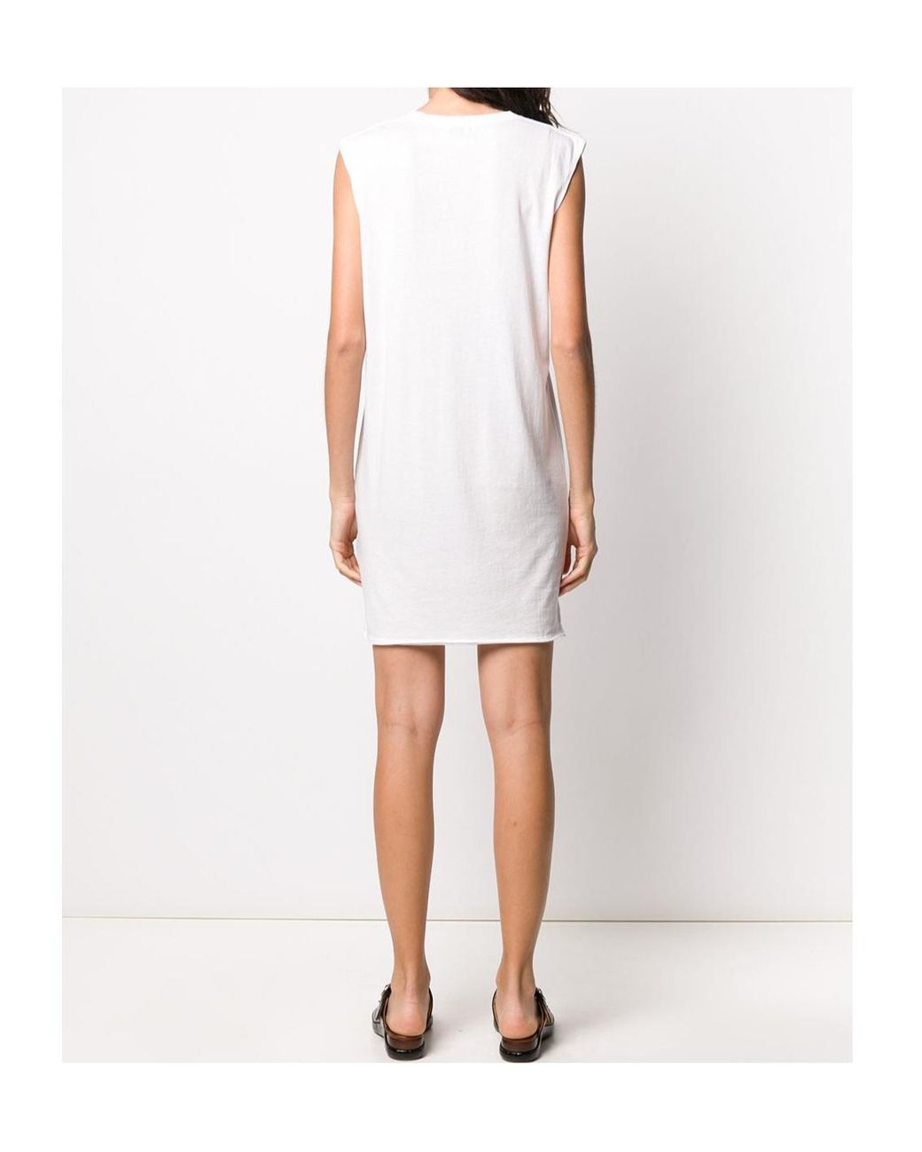 Saint Laurent White Round Collar Sleeveless Dress