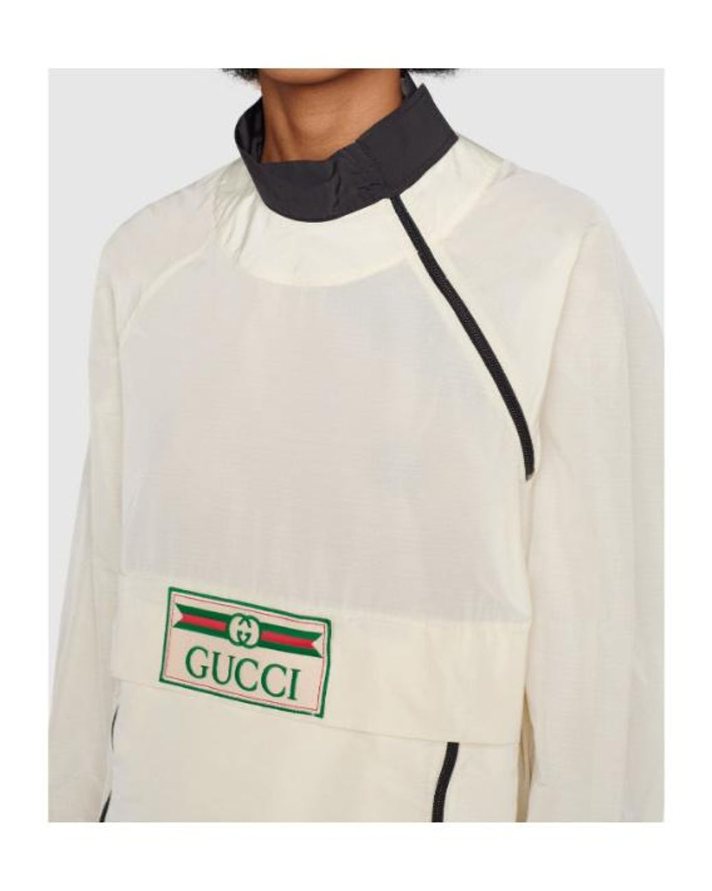 Gucci White Logo Patch Nylon Sweatshirt
