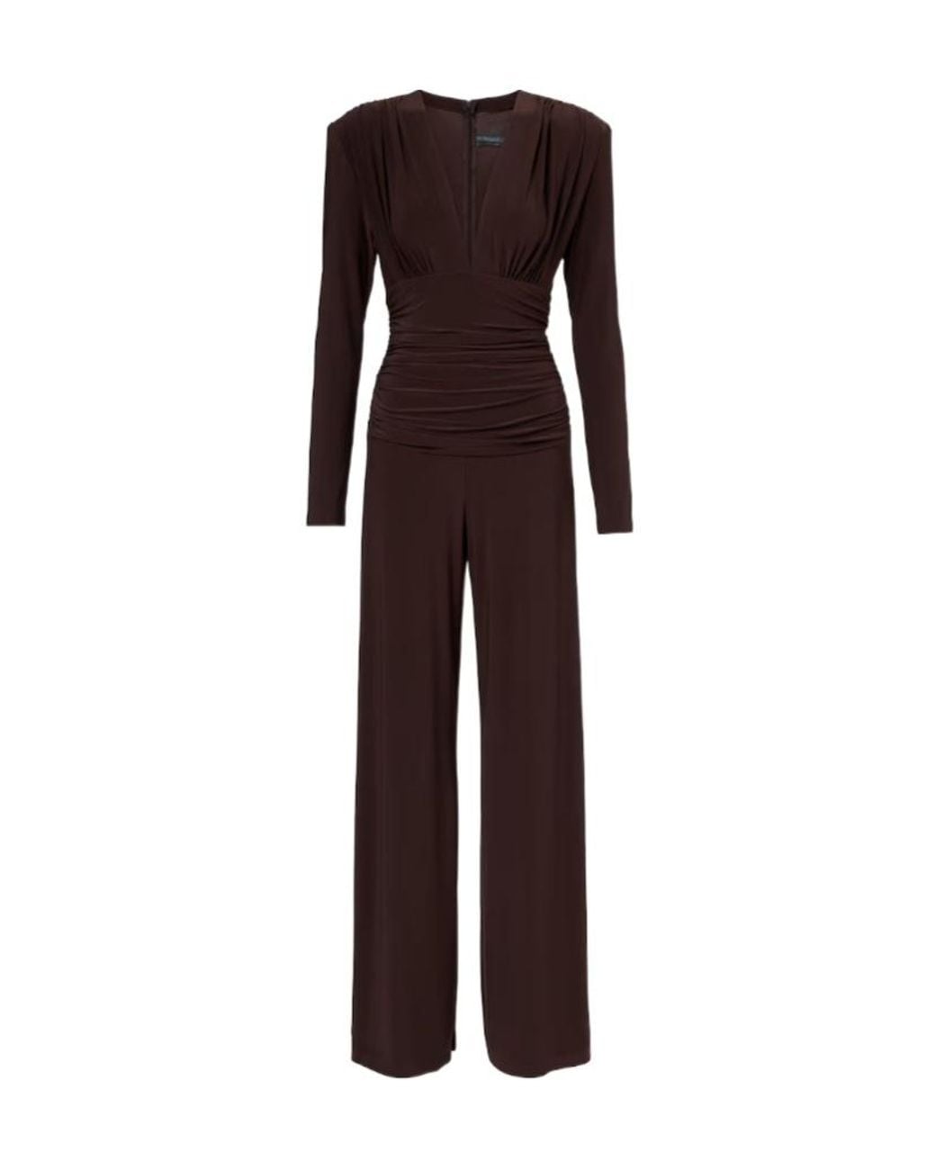Norma Kamali Purple Ruched Jersey Jumpsuit