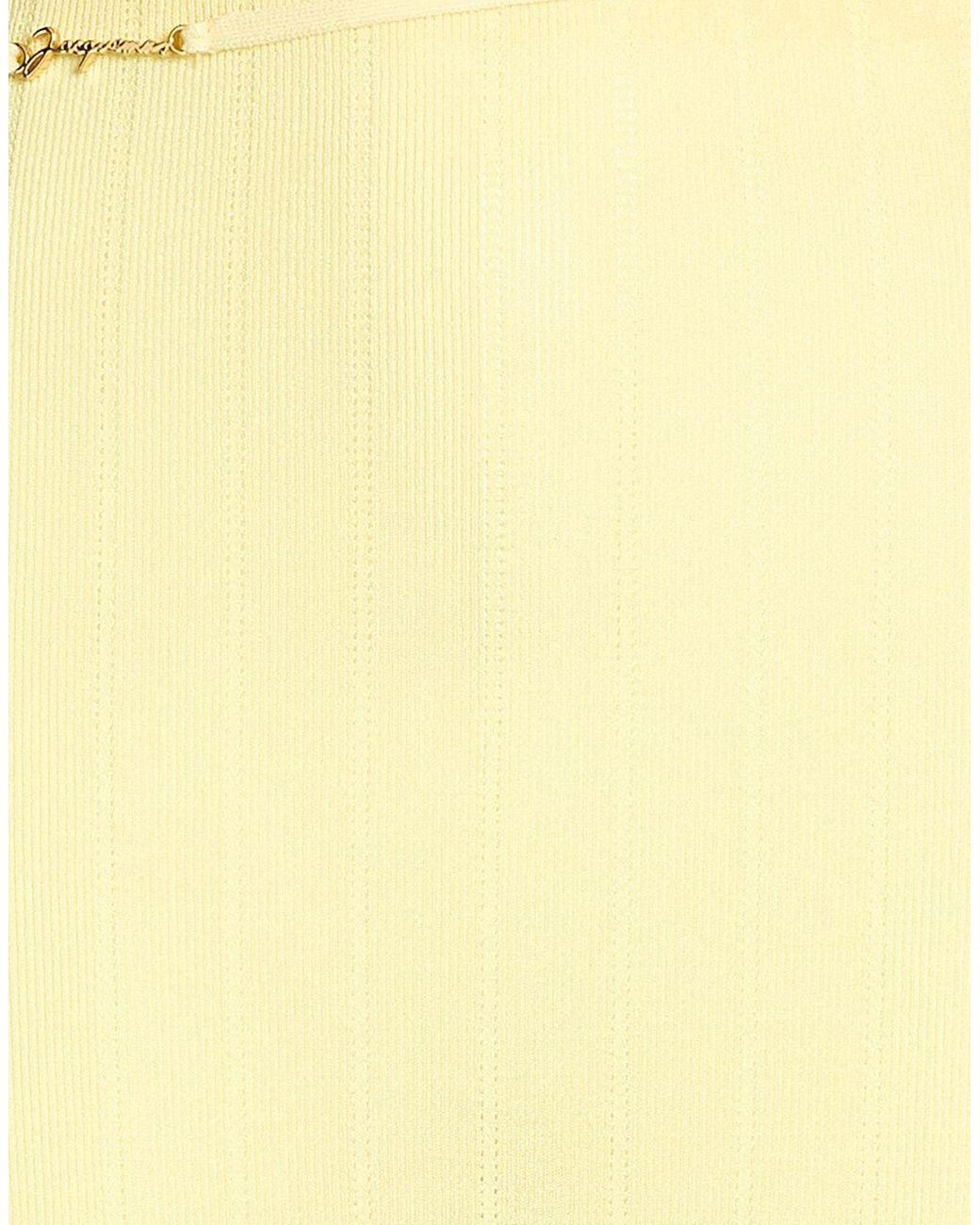Jacquemus Yellow Solid-Colored Knit Midi Skirt