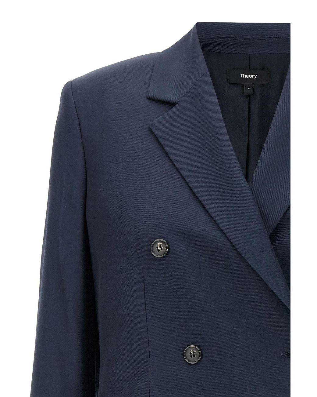 Theory Blue Double-Breasted Straight Hem Blazer