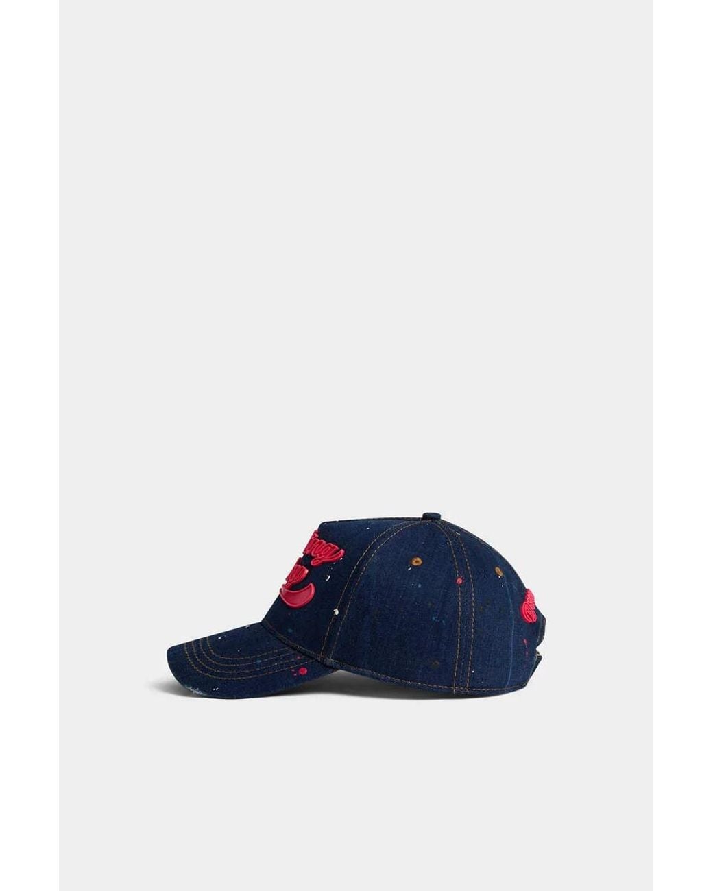 DSquared² Blue Paint-Splatter Logo-Patch Baseball Cap for men