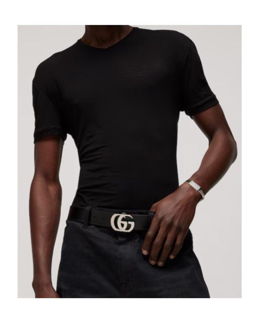 Gucci Metallic Stirrup Motif Bangle Bracelet for men