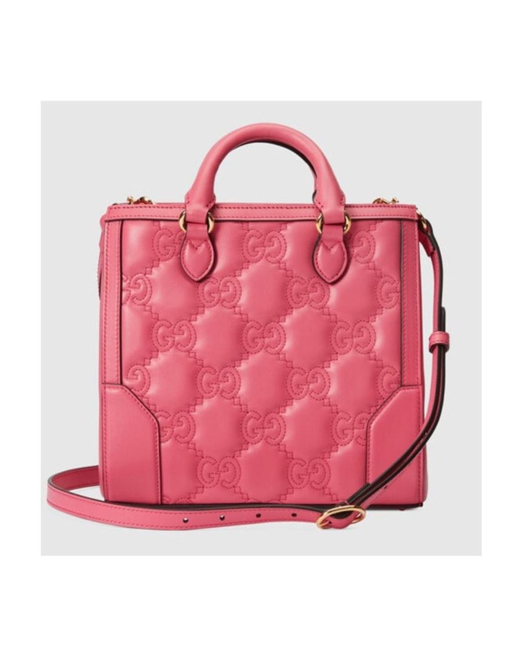 Gucci Pink Gg Logo-Matelassé Tote Bag
